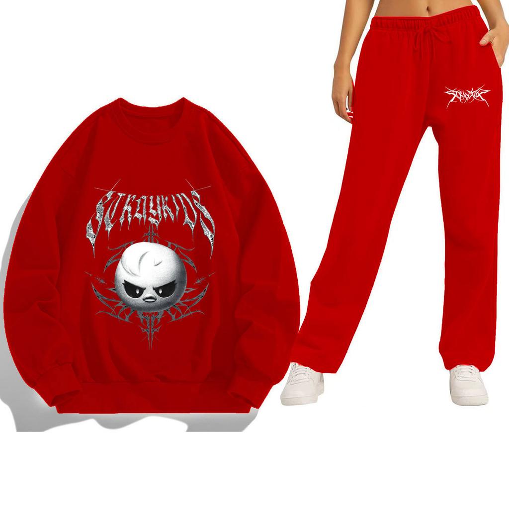 Ensemble Hoodie et Pantalon de Jogging Graphique Concert Tournée Stray Kids Tenue Ample pour Couple Pantalons pour Femmes