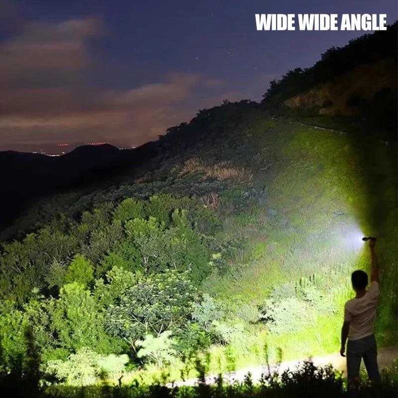 Strong Light Flashlight Portable Rechargeable Super Bright Outdoor Telescopic Zoom Searchlight Far Focus Household LED Lamp