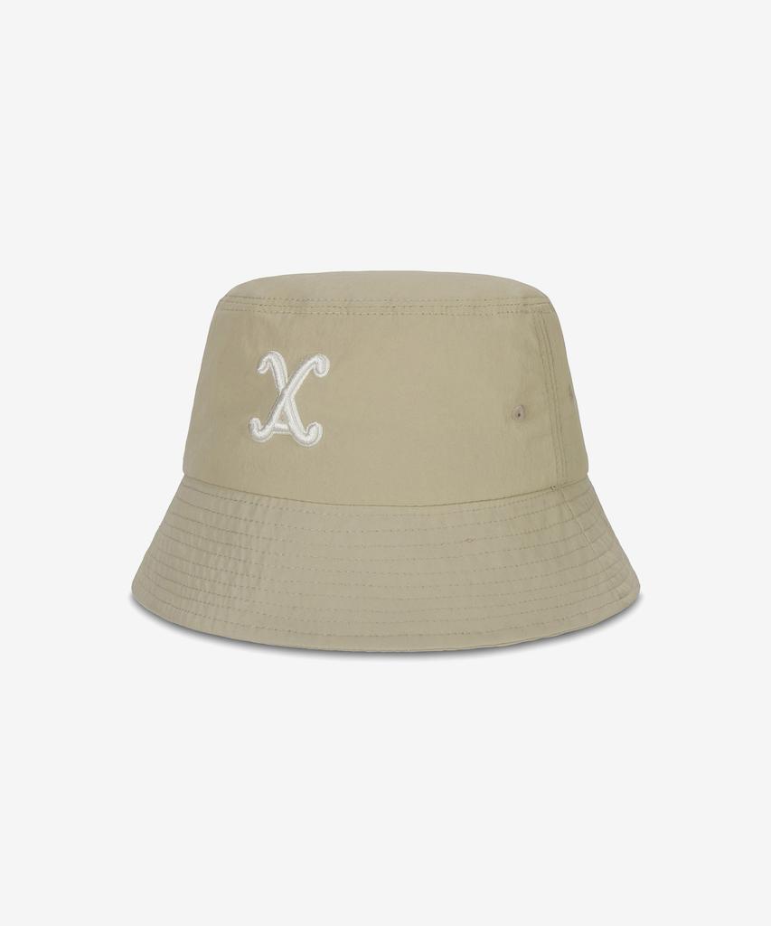 Bajal Va Curved Logo Nylon Bucket Hat Light Beige
