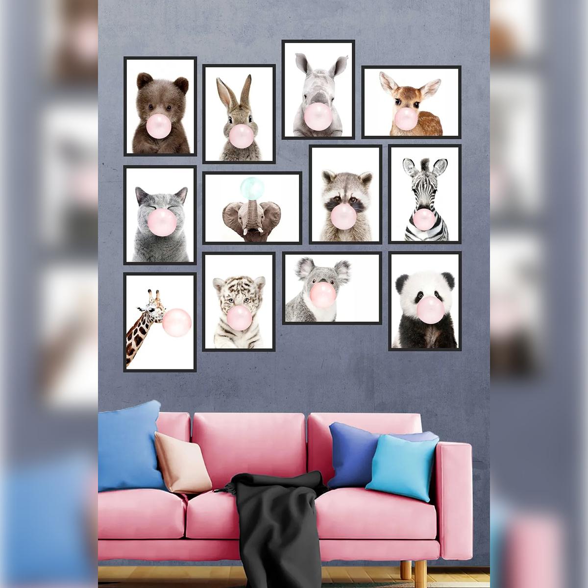

Cat Wall Art Set – 12-Piece Framed Appearance MDF Cat Print Set