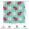 Vintage Ladybug Daisy Shower Curtain Set For Bath Decor Blue Floral Pattern With Hooks Included