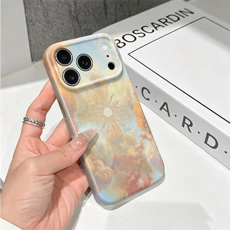Ethereal Sun Ray Sunset Cloud Art Graphic Film Aesthetic Protective Shockproof Bumper Phone Case Cover For iPhone 14 15 16 Pro Max Plus