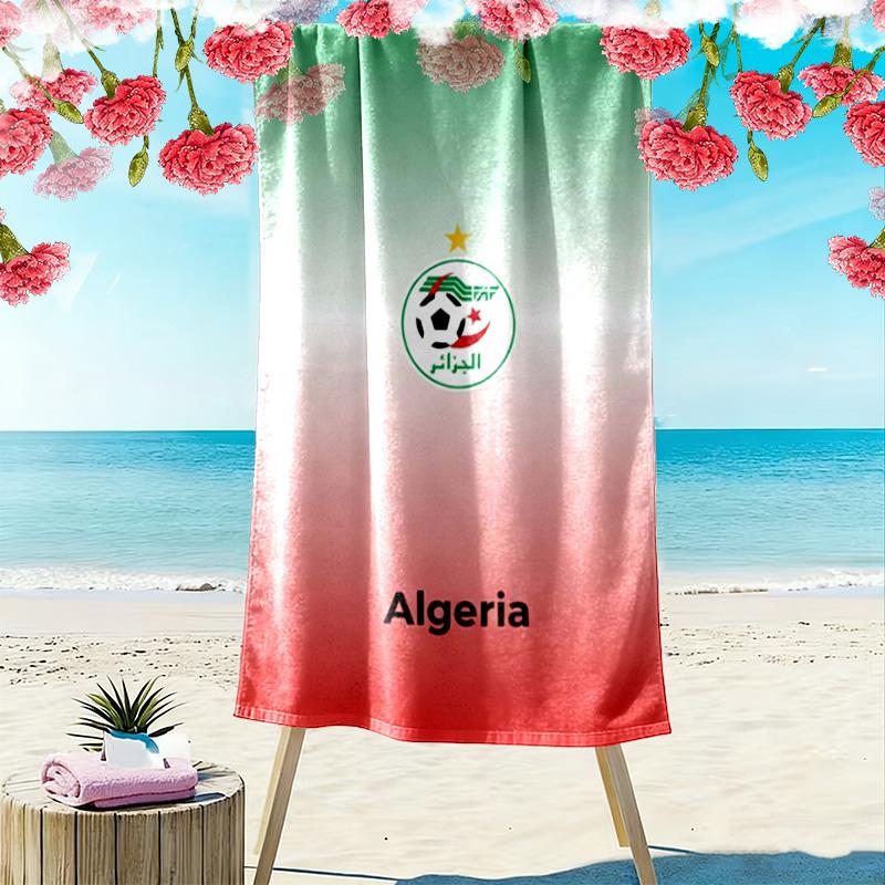 Algeria Football Print Beach Towel, Large Soft Quick Dry Towel for Beach Camping Swimming
