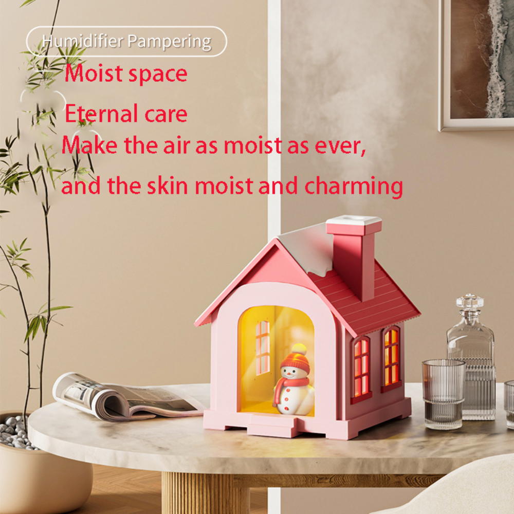 Snowhouse Style Warm Light Humidifier USB Charging Desktop Mini Decoration Colorful Snowman Atmosphere Light Ornament