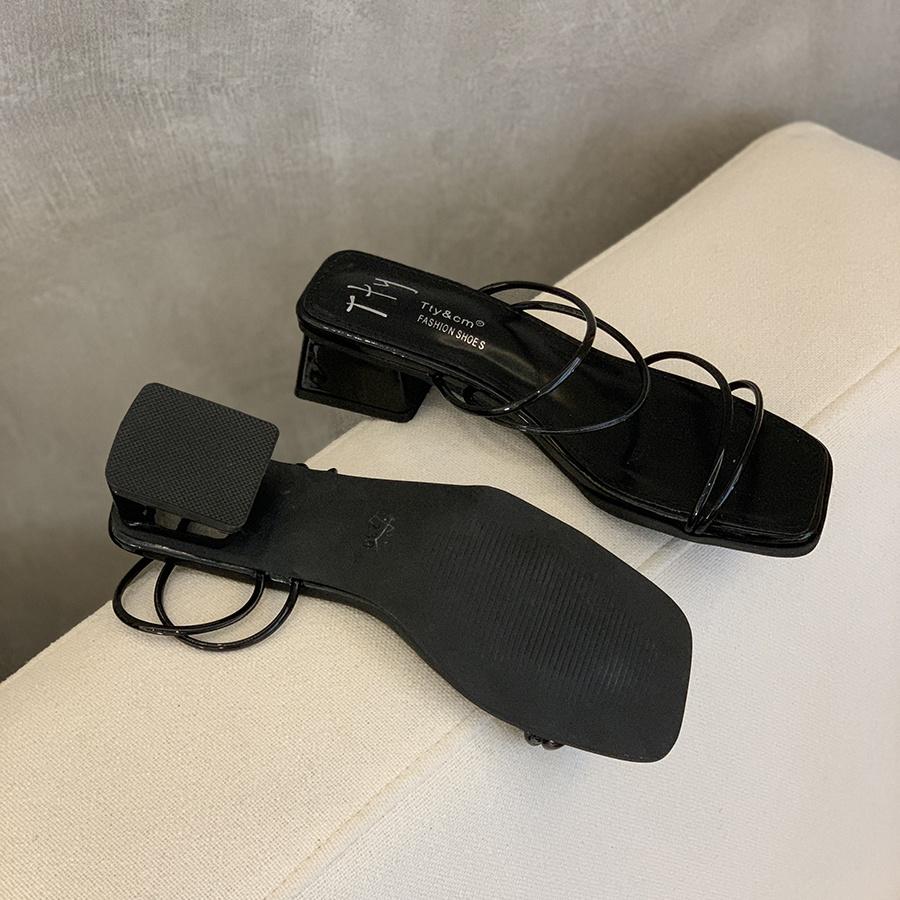 

Fashion Bailamos 2025 Summer Womens Slippers Elegant Female Sandals Square Toe Clip-toe Low Heel Slippers 2025 Sandalias Beach Slides 39 чёрный