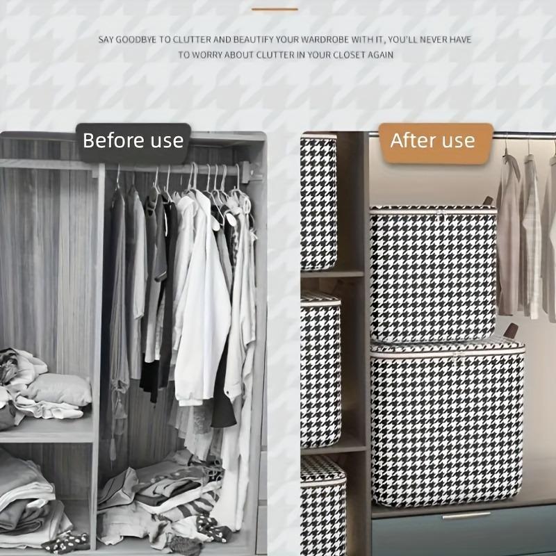 Large 47.55 Gallon Plaid Travel Storage Bag Dustproof Zipper Convenient Clothing Protection Bag Thick Durable Blanket Organizer
