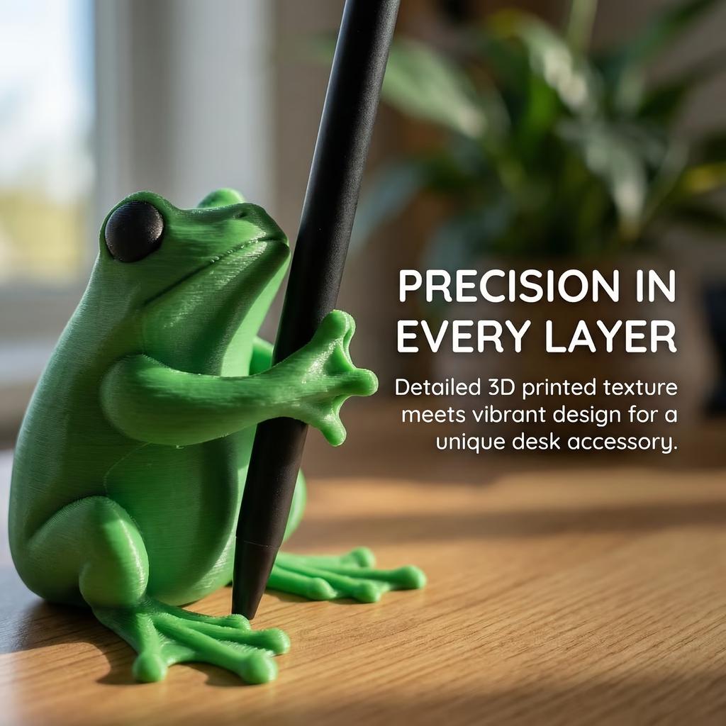 Adorable 3D Green Frog Pen Holder Multi-Functional Pen Stand Creative Stationery Storage Desktop Decor Frog Lovers Gift