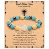 Emperor Stone Pink Zebra Beaded Bracelet with Cross Charm