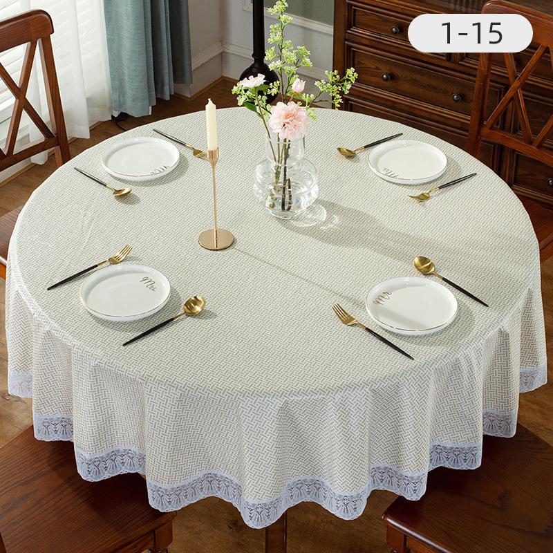Hot Sale Printed Round Table Cloth PVC Waterproof Oil-proof Tablecloth Home Dining Lace Table Cover for Wedding Party Decor