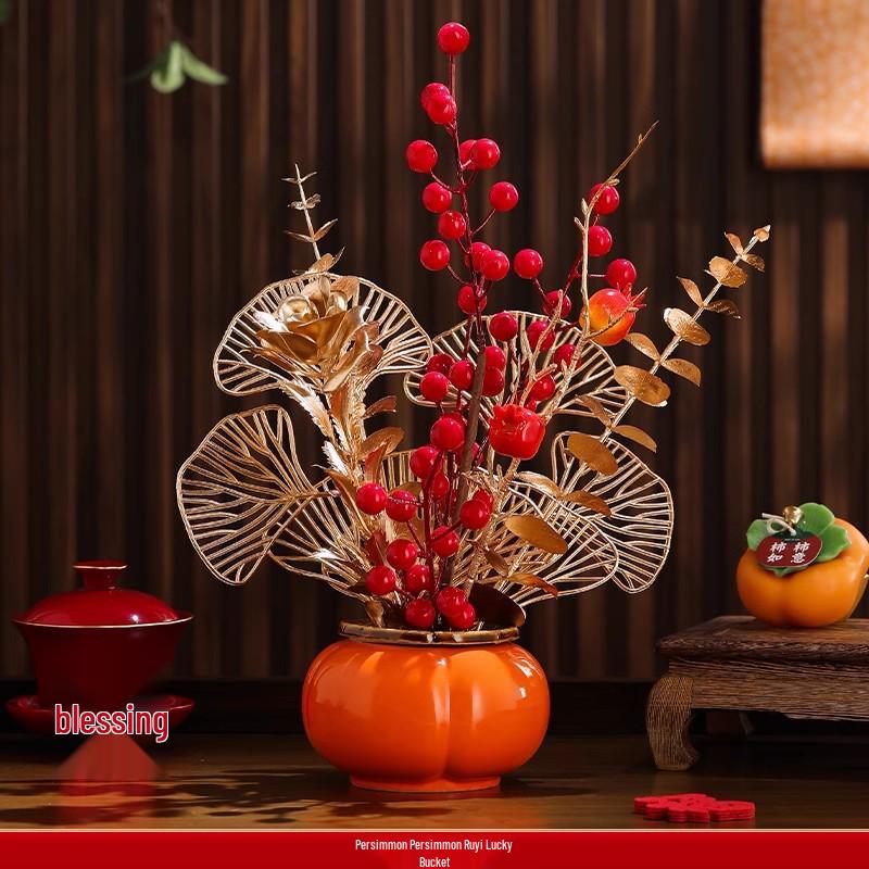 Housewarming Fortune Fruit Bucket Ornament Set - New Home Ceremony Essentials Complete