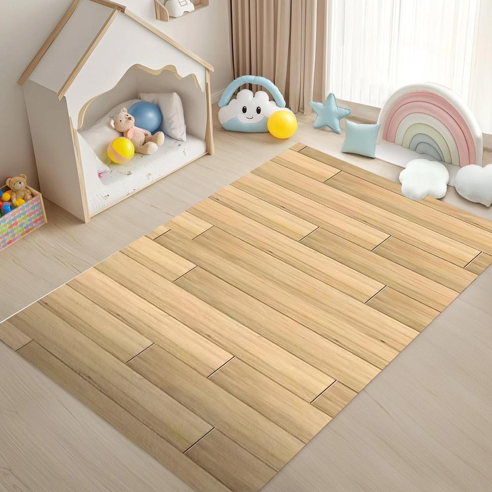 Realistic Wood Texture Carpet Large Brown Wood Grain Floor Mat for Modern Living Room  Kitchen Coffee Table Floor Mat Gifts