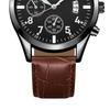 Men Luminous Watch with Faux Leather Strap Round Dial Calendar Casual Formal Watch Accurate Quartz Analog Wristwatch Birthday Gift