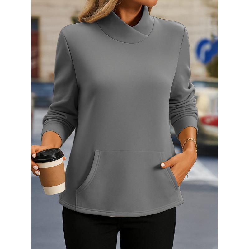 

Женский модный пуловер с длинными рукавами и однотонный свитшот S