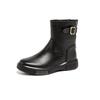 Fashionable Thick-soled Shoes, New Women's Boots, Belt-buckle Boots, Flat-leg Mid-calf Boots