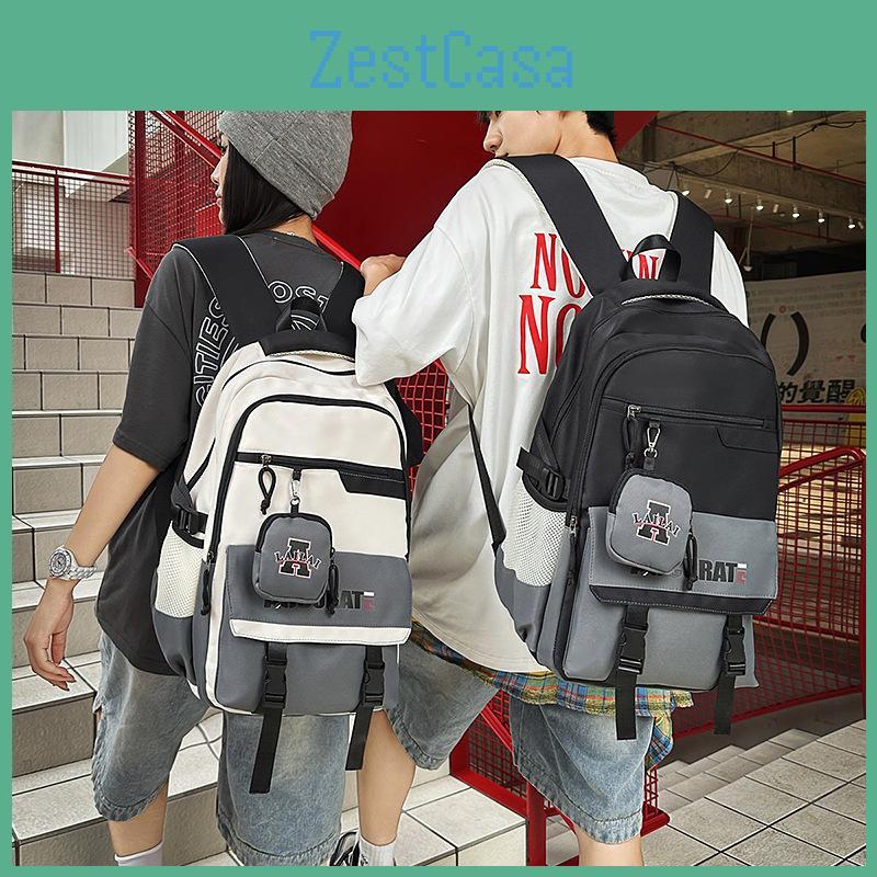 Blocked Fashionable Color Letter Printed Large Capacity Student Backpack