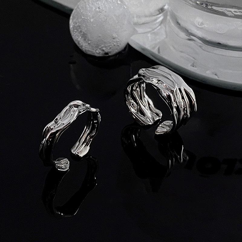 

Real gold electroplated retro plaid open ring European and American metal style personalized index finger ring jewelry women