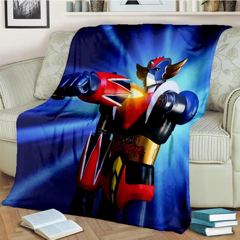 Cartoon UFO Robot Grendizer Anime Blanket,Soft Throw Blanket for Home Bedroom Bed Sofa Picnic Travel Office Cover Blanket Kids