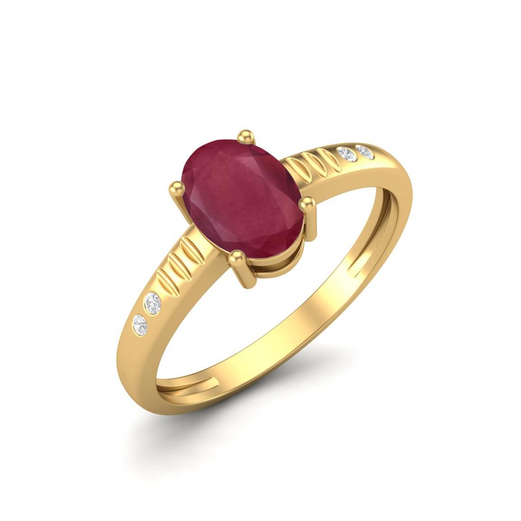 7X5 MM Oval Shape Ruby 925 Sterling Silver Gold Vermeil Solitaire Women Engagement Rings