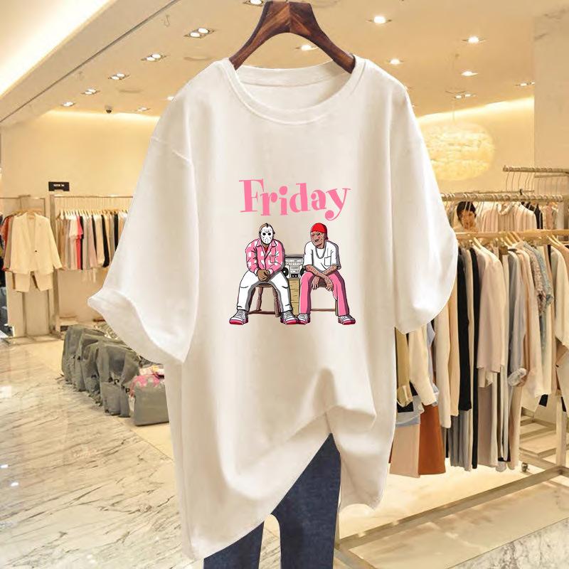 

Letter print t-shirt women s loose white new top short sleeve women s summer new S