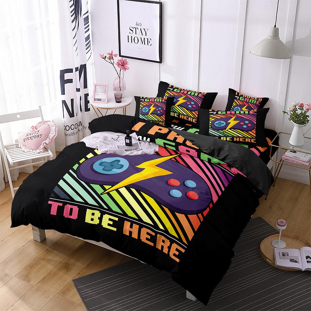Gamer Duvet Cover for Boys Gaming Comforter Cover Games Gamepad Polyester Bedding Set Kids Game Room Decor Video Game Controller