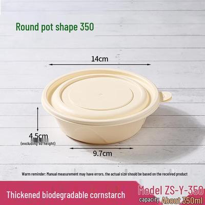 HANDUNYOU Corn Starch Disposable Round Food Container with Lid