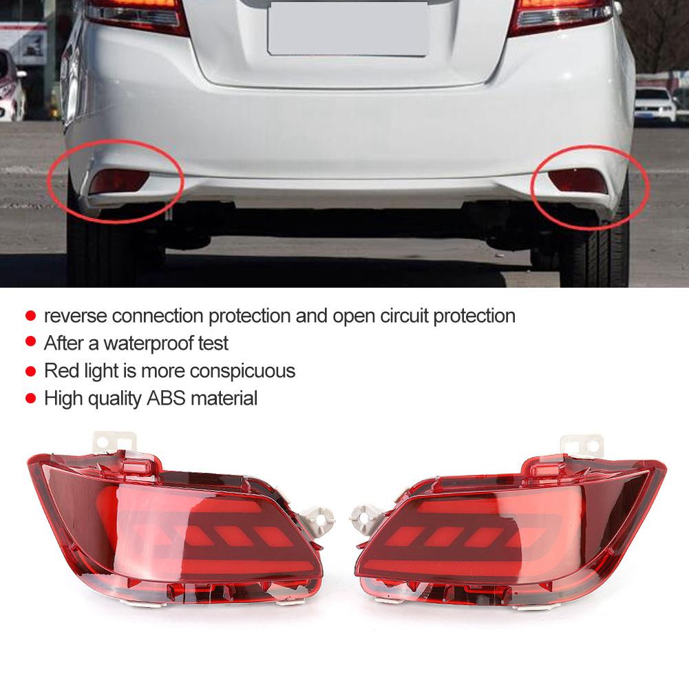2 st Bil LED Bakre Bumper Reflektor Ljus Passar för Toyota Vios 2016 2018