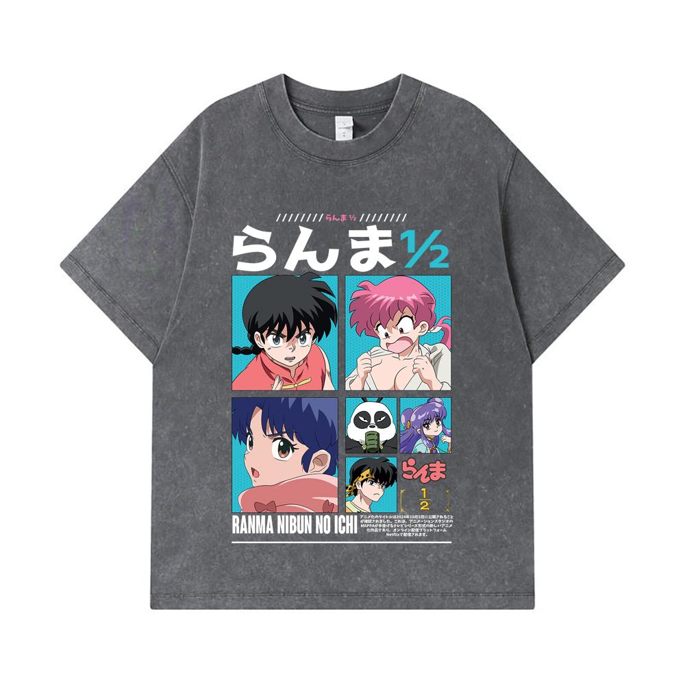 275 GSM Washed T-shirts 100% Cotton Ranma 12 V1 Print Unisex Heavy Cotton T Shirt