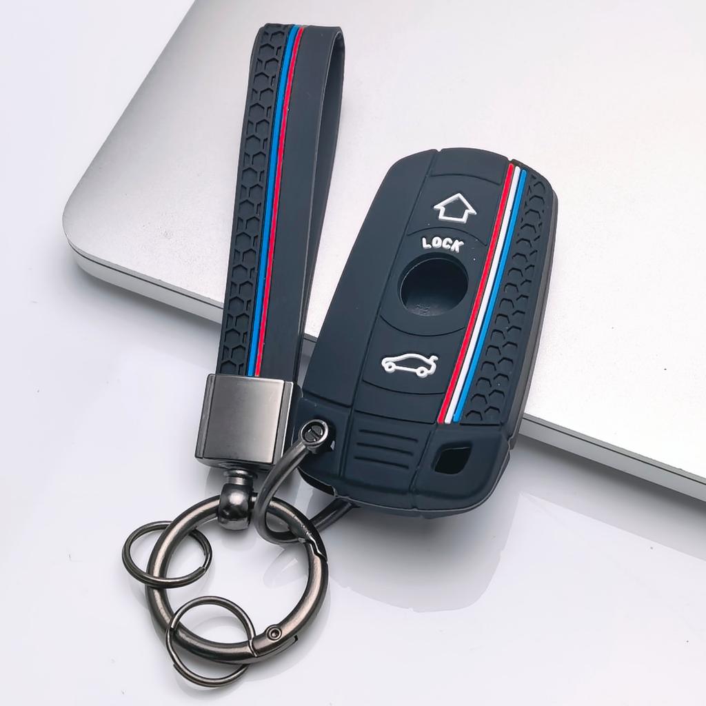 Key Fob Cover for BMW X1 X3 X4 X5 X6 with Keychain Anti-Scratch Guard Shockproof Protection Soft Grip Texture Responsive Button Touch