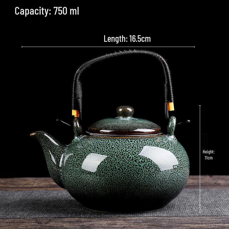 Jian Zhan Tianmu Glaze Ceramic Teapot, Large-Capacity Single-Handle Gongfu Tea Brewer