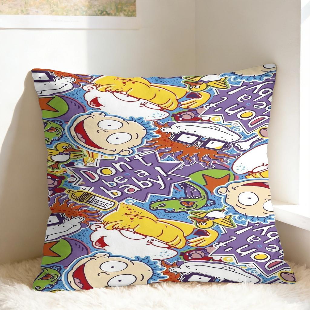 R-Rugrats Angelica Pickles Cartoon Design Pillow Case Print Pillow Cover Vintage Cushion Cover For Chair Sofa Home Decor