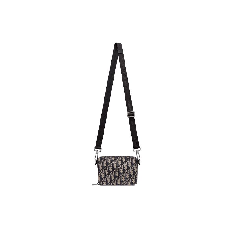 Dior Borsa a tracolla con monogramma ricamato classico obliquo Borsa a pochette in tessuto tecnico Borse da uomo Nero 2OBBC119YSE-H05E