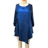 Sparkling Irregular Hem Blouse Women Loose Fit Round Neck Tee Shirt Ninth Length Sleeve Mid Top Daily Wear