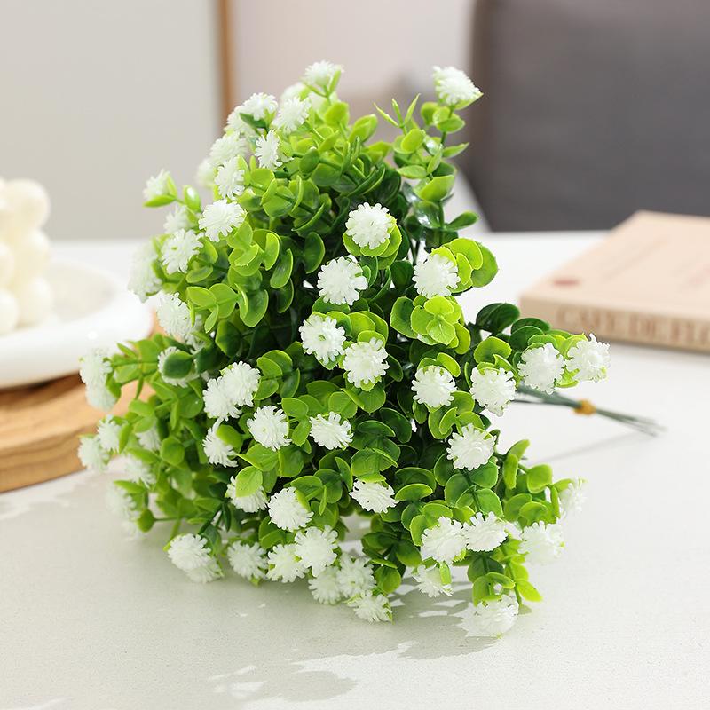 Eucalyptus & Gypsophila Plastic Floral Bundle for Indoor Decoration