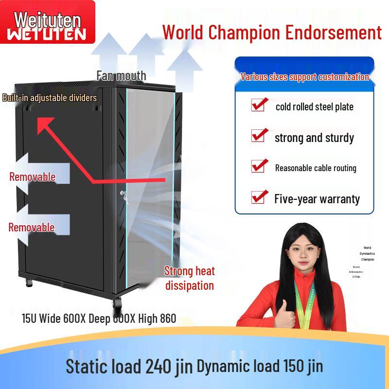 15U 19-inch Network Server Cabinet 15U W6615 H860xW600xD600mm
