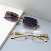 Cheetah Frameless Retro Square Sunglasses for Men & Women - Leopard Metal Design 2572