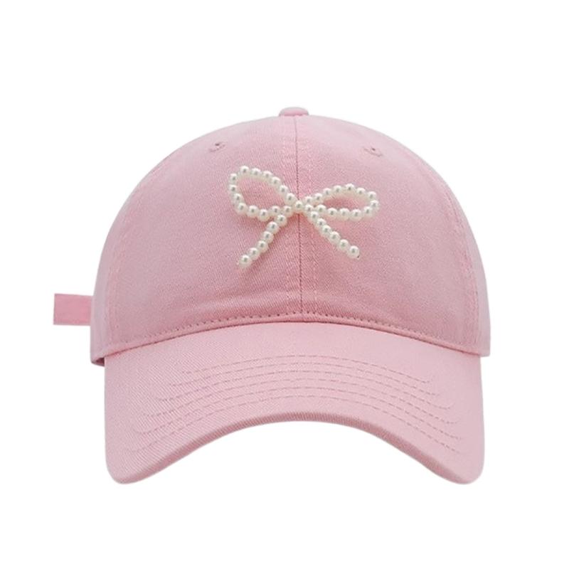 Pearl Bow Breathable Baseball Hat Girl Adult Sports Hat Outdoor Activity