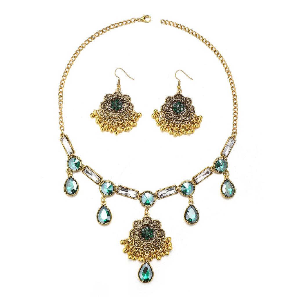 Bohemian Retro Tassel Necklace and Earring Set , Exotic Ethnic Style Jewelry for Women Daily Wear and Party