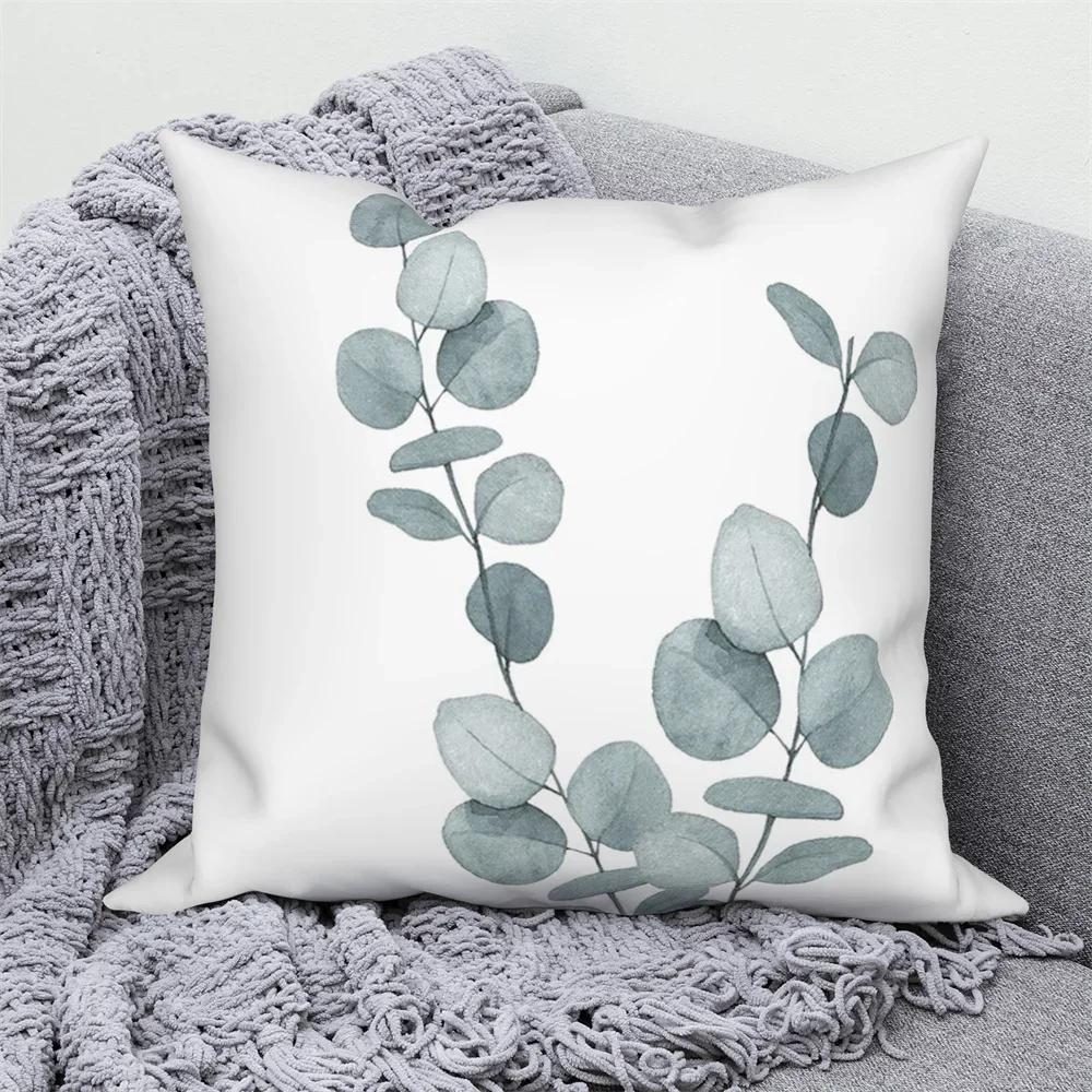 List Větvička Strom Květina Povlak na polštář Modrá Zelená Hnědá Květinový Polštář Domov Pohovka Auto Dekorace