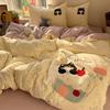 Cotton A-Class Embroidered Towel Set: 4-Piece Bedding for Dorms, Safe for Mother & Baby.