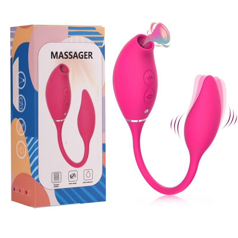 2 In 1 Vibrating Egg with Clitoris Sucking Vibrator G-Spot Clitoris Stimulator Nipples Clit Sucker Lady Sex Toys for Womans