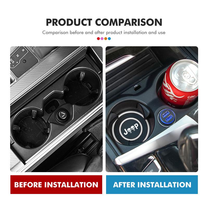 2pcs Silicone Car Cup Holder Coaster Non-Slip Anti Dust Cup Mat For Jeep Grand Cherokee Compass Patriot Renegade Wrangler AJQ1