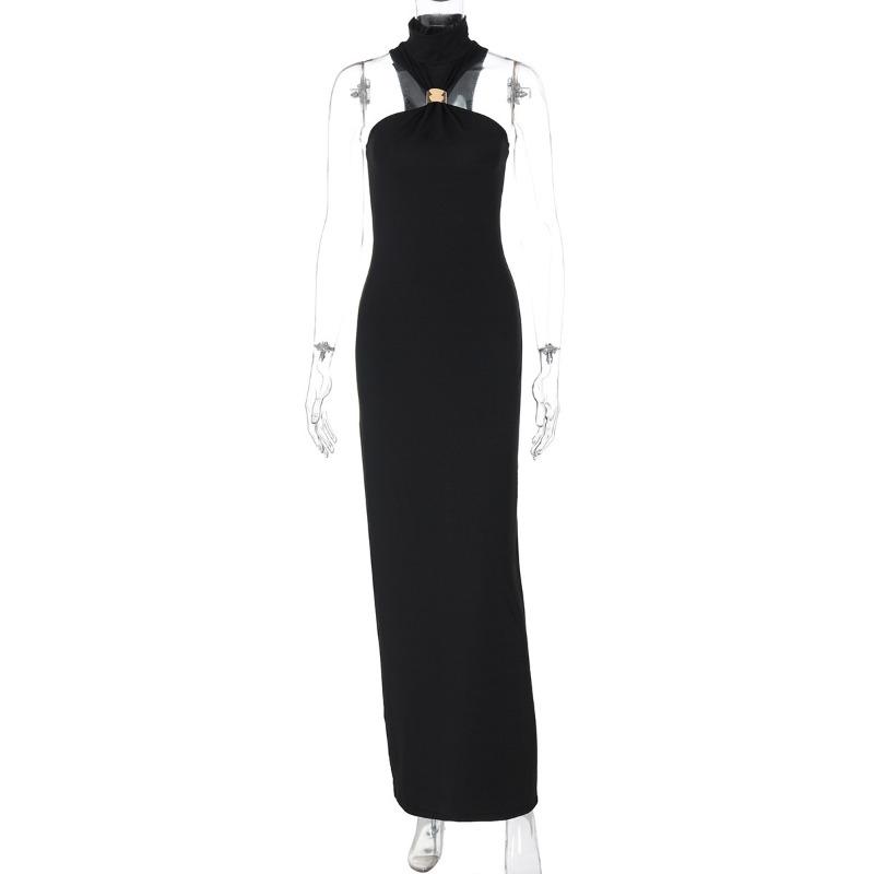 Women's Clothing Summer New Product Fashion Temperament Slim-fitting Turtleneck Sleeveless Split-ended Dress Women