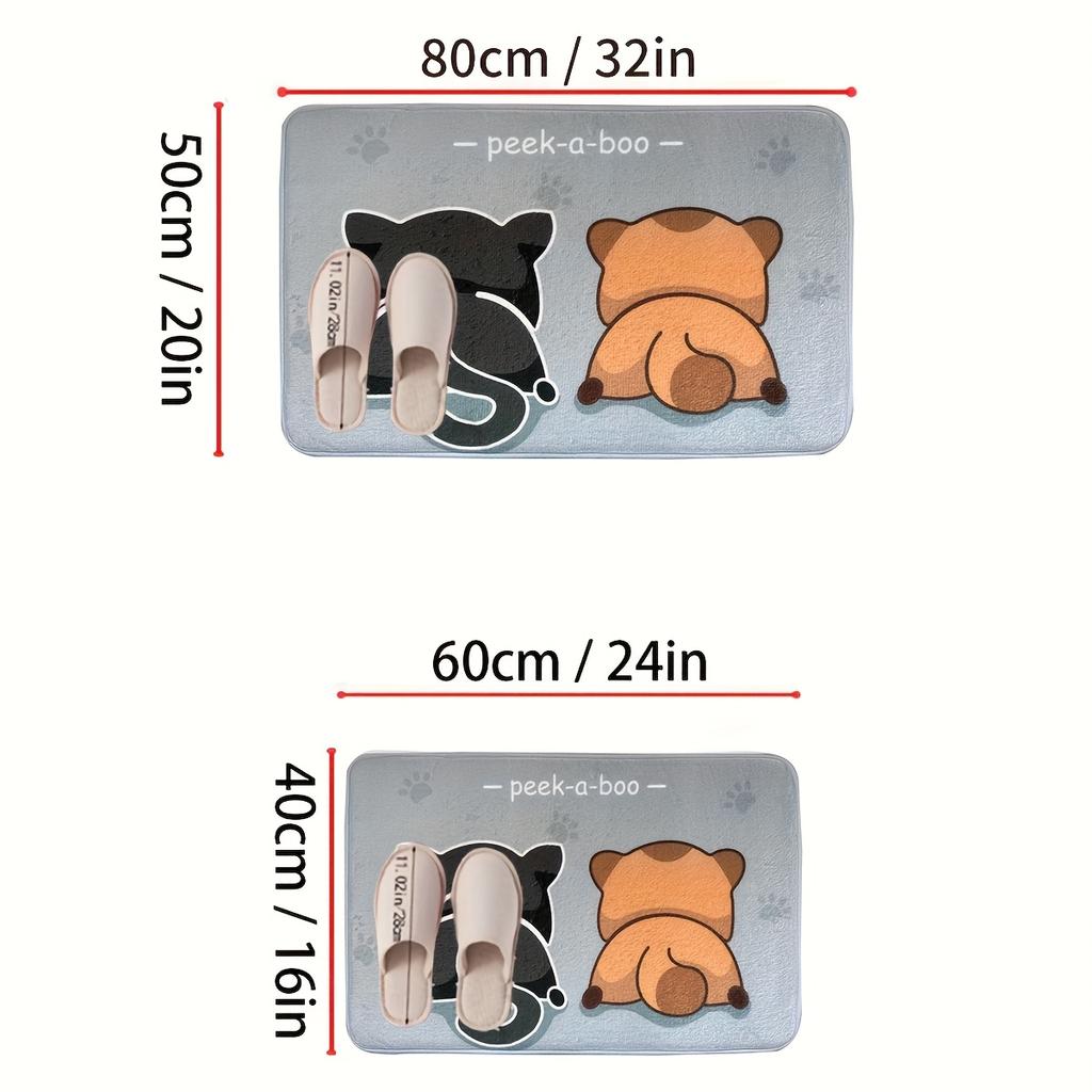 VIKAMA Cute Cartoon Kitten Hip Doormat Thickened Absorbent Bathroom Mat Cute Doormat Rug For Bedroom Carpet For Live Room Decor