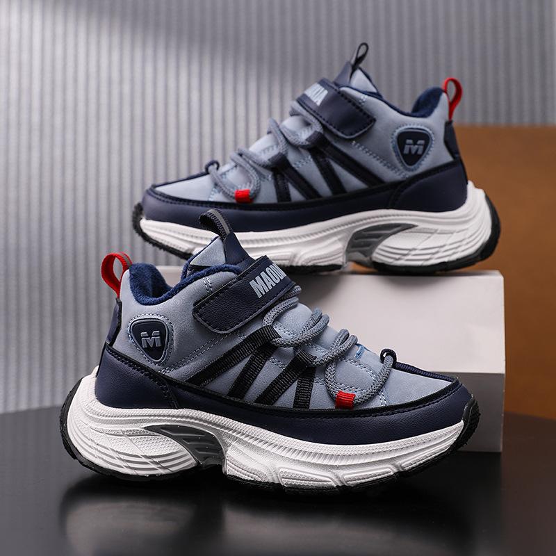 2025 New Students Fleece Middle Help Sports Shoes To Keep Warm Winter Girls Two Cotton Casual Shoes Primary School Boys