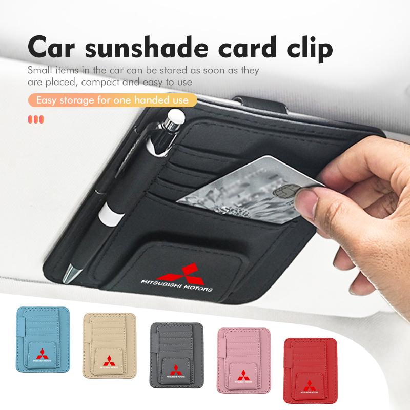 cxdjmy1 For Mitsubishi Car Sunglasses Holder Visor Pouch Bag Ticket Card Clip Outlander Lancer Eclipse Mirage Xpander Attrage