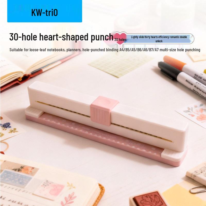 KedeYou 9932K 30-Hole Heart Punch for A4 Loose-Leaf Paper