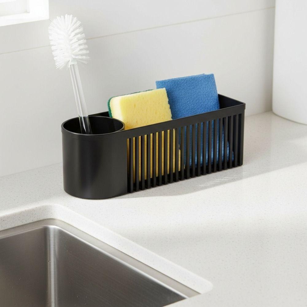 Space-saving Kitchen Sink Organizer Plastic Dish Soap Dispenser  Scrub Brushes