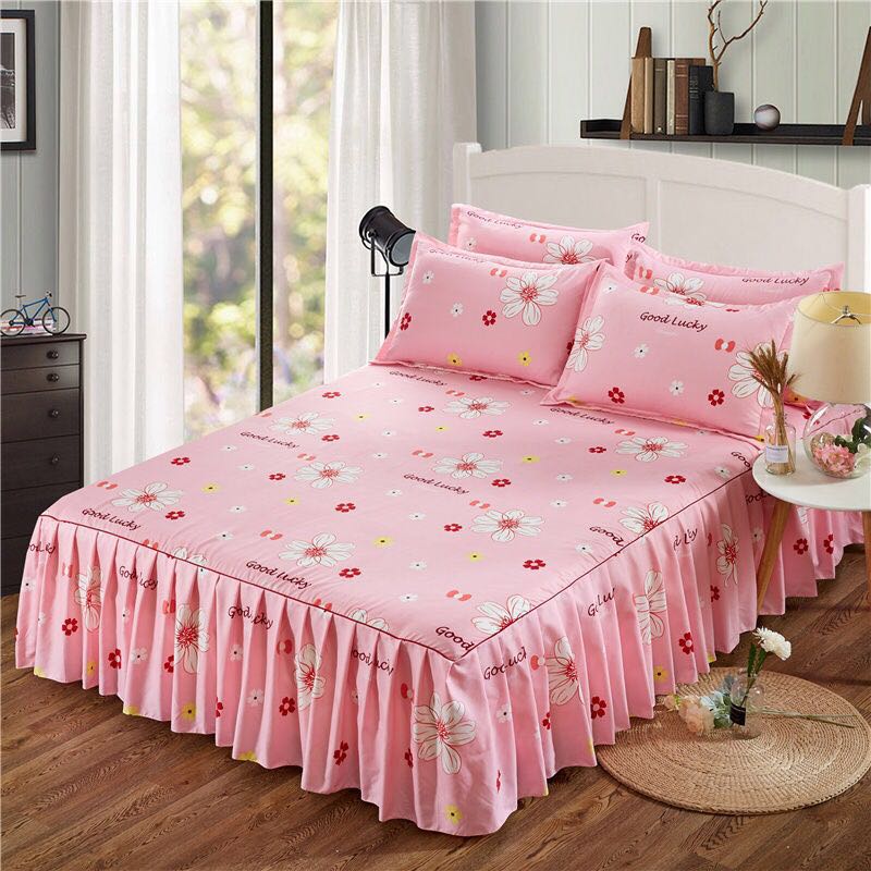1pc Thickened Sanding Bedspread Soft Non-Slip King Queen Bed Skirt Wedding Fitted Sheet Cover No Pillowcase