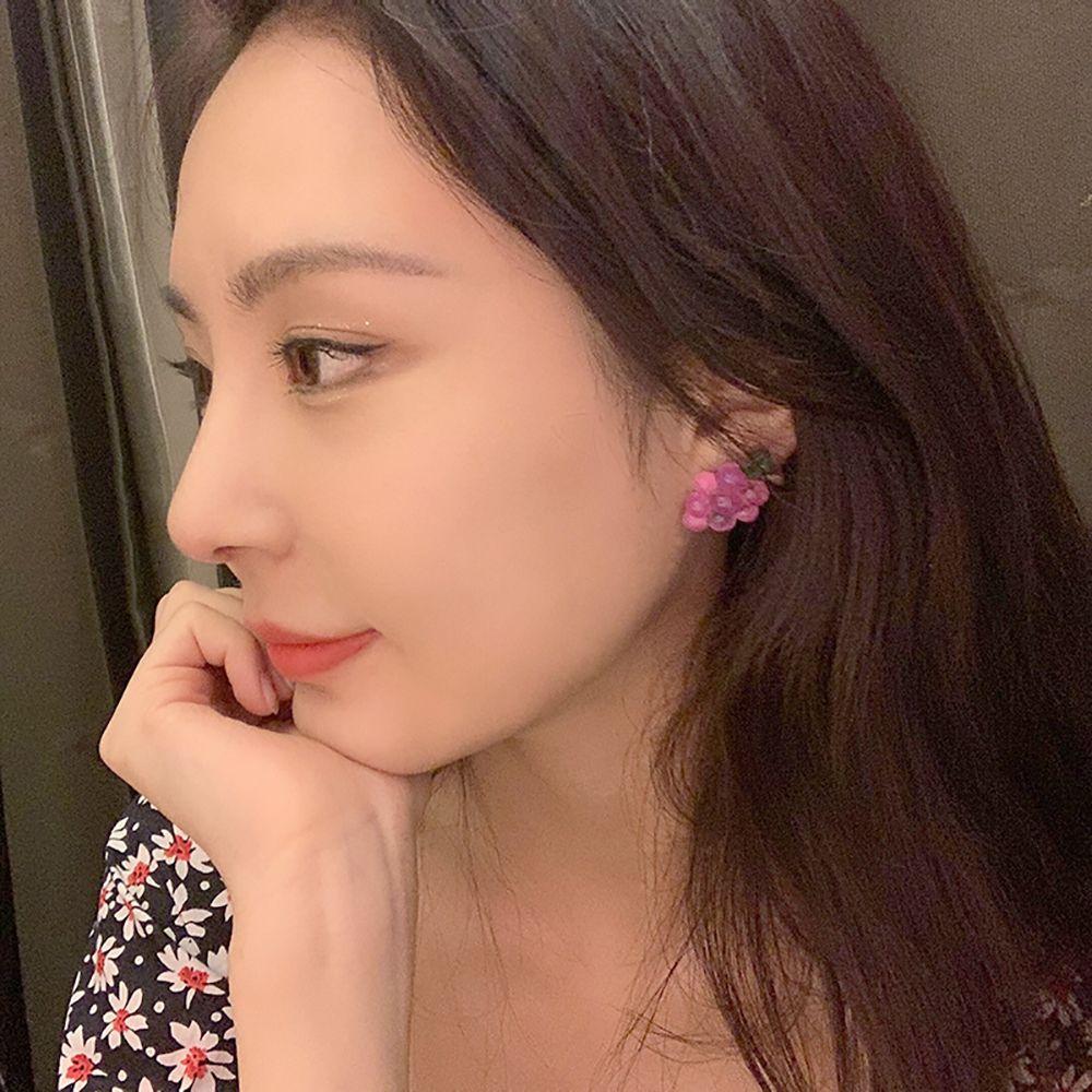 Sweet Women Korea Girl Party Fashion Jewelry Clip Earrings Grape String Earrings Drop Earrings