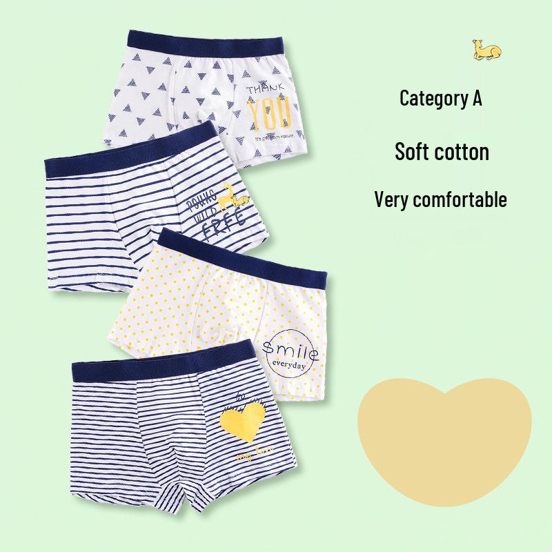 Dětské kreslené bavlněné boxerky se středním pasem - Prodyšné studentské spodní prádlo třídy A